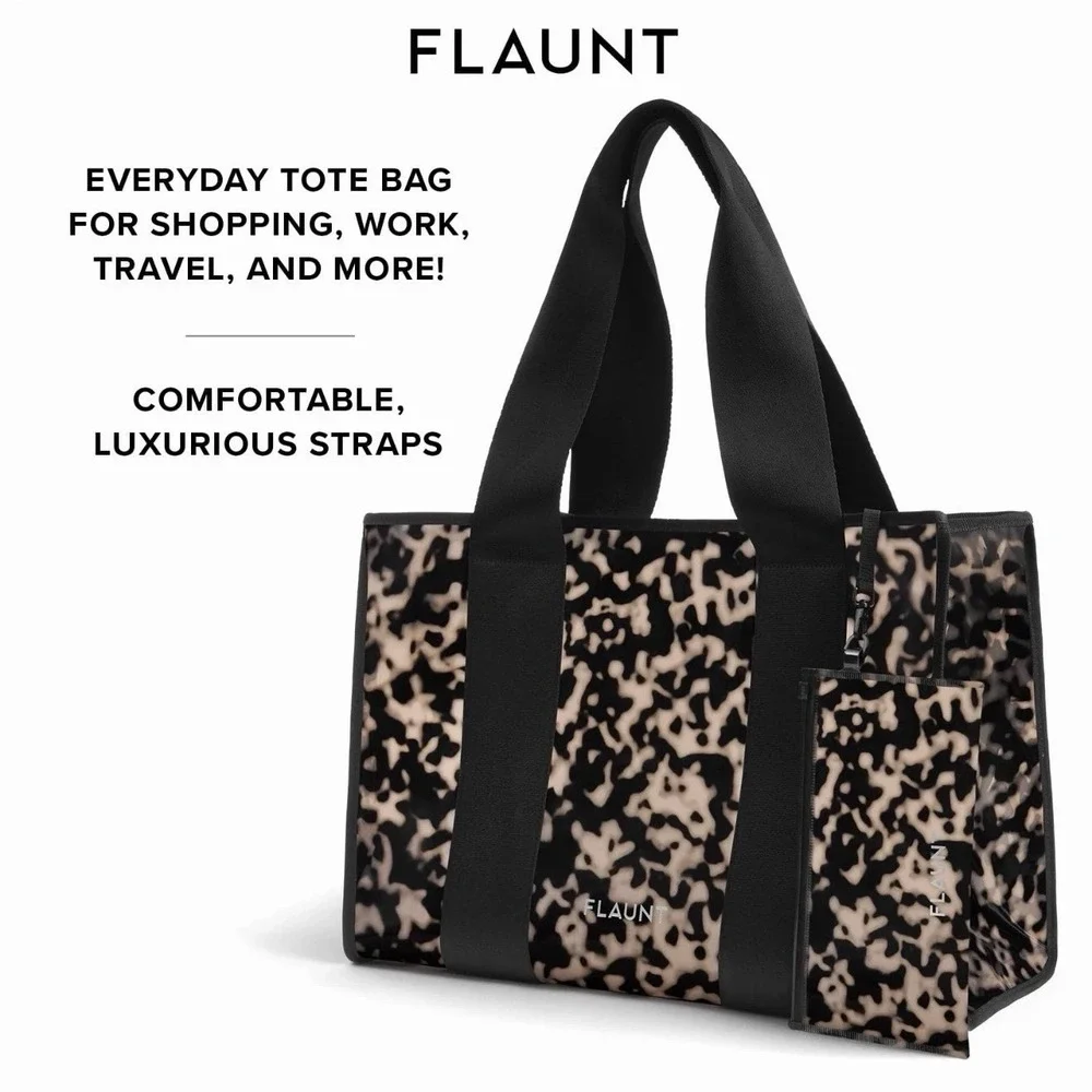 Flaunt Blonde Tortoise Everyday Tote Bag With Inner Pouch New With Tags